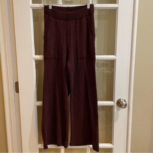 Free People Sweater Pants Maroon Ribbed Straight Leg Women’s Size SMALL Pull On